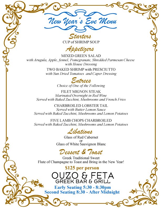 NYE Menu 2025